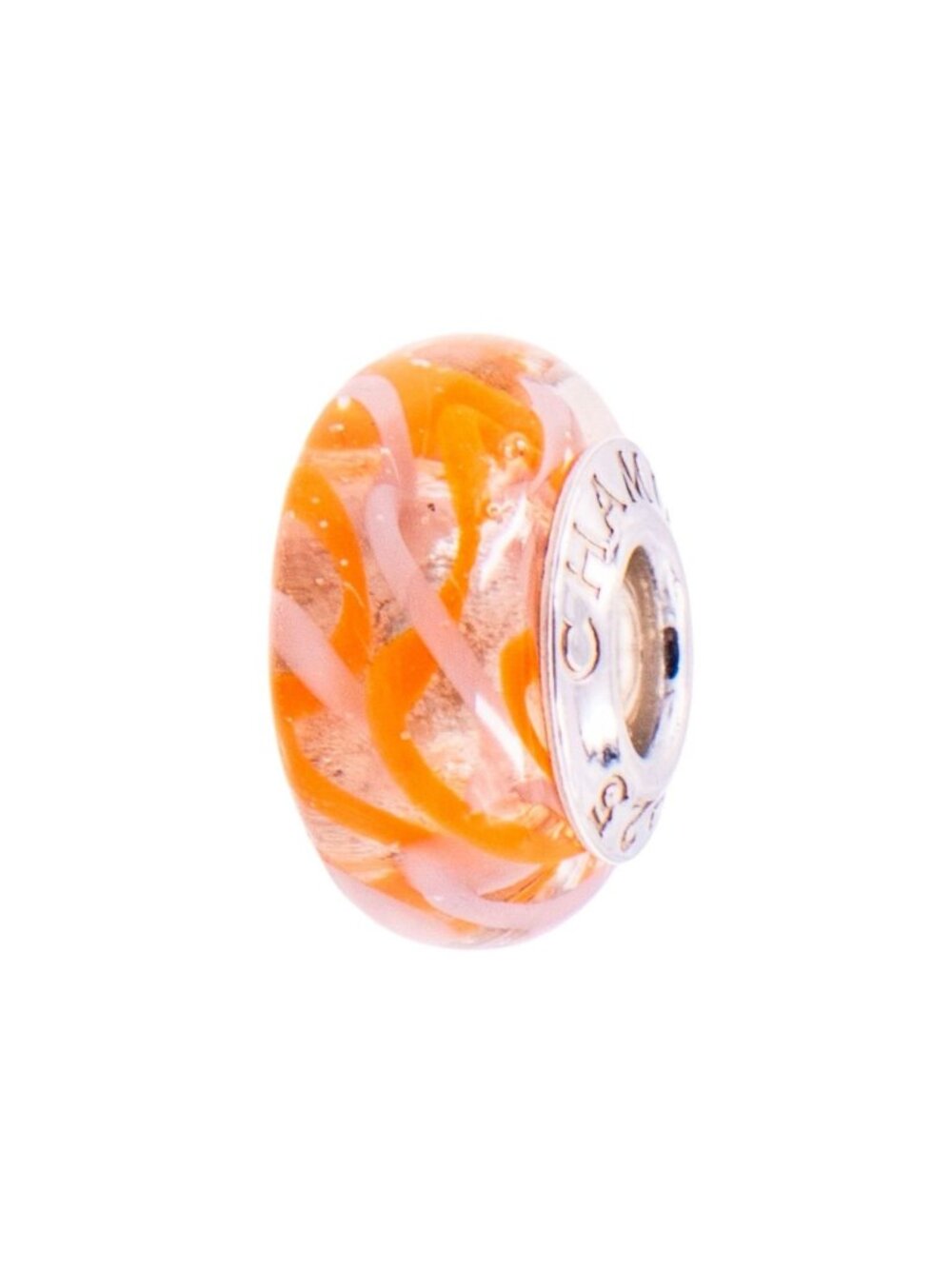 Chamilia Poppy Field Orange Murano Glass Sterling Silver Charm Bead